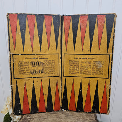 Backgammon and checkerboard with pieces, as is