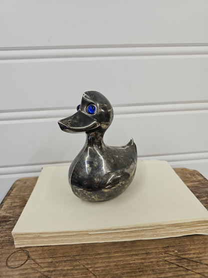 vintage metal duck coin bank - missing stopper