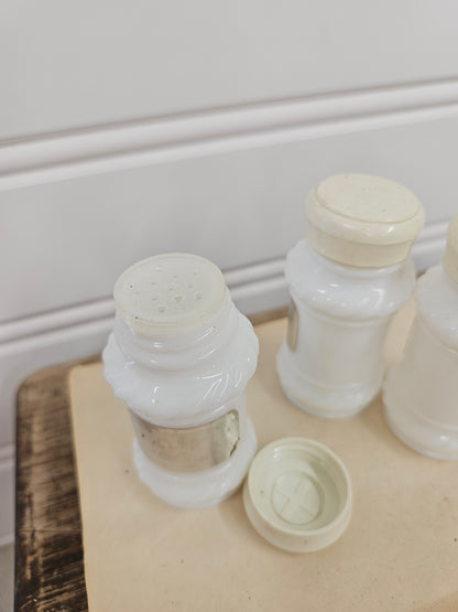 Set of 3 Milk Glass Spice Jars