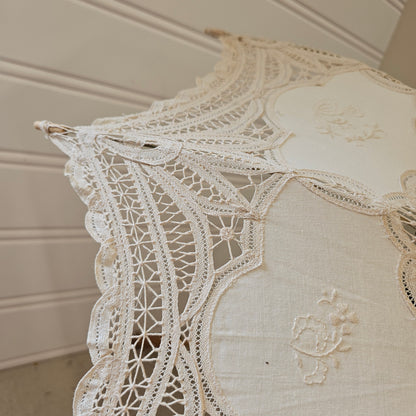Cotton Lace Parasol Umbrella with Cover, 100% Cotton