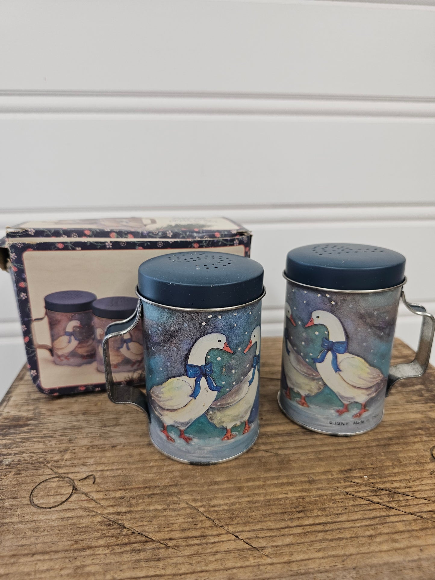 Winter Geese Tin S & P Shakers