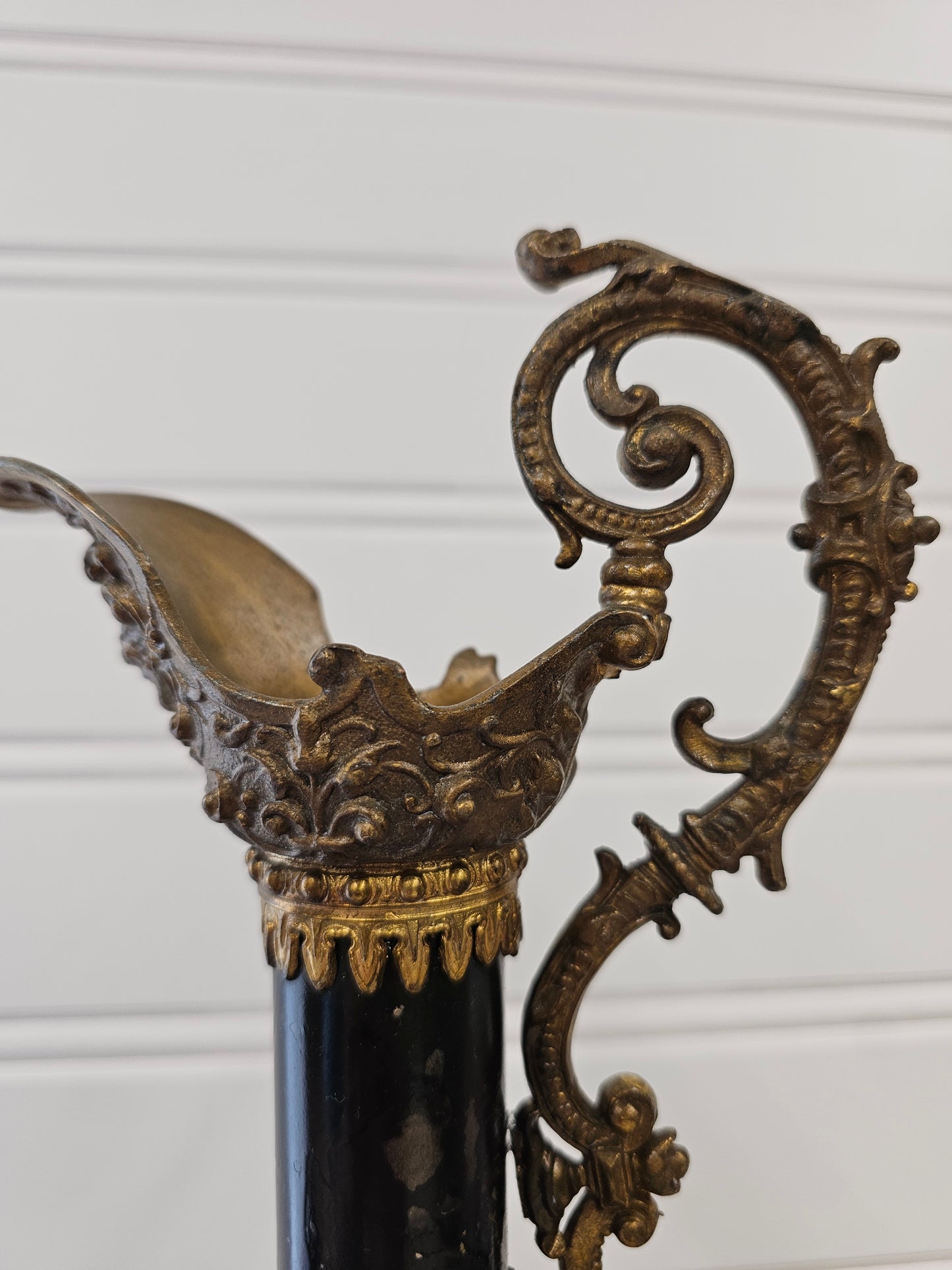 vintage black and brass Ewer