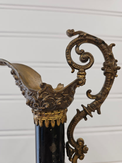 vintage black and brass Ewer