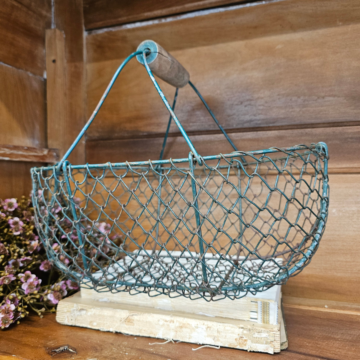 Green rusty white basket