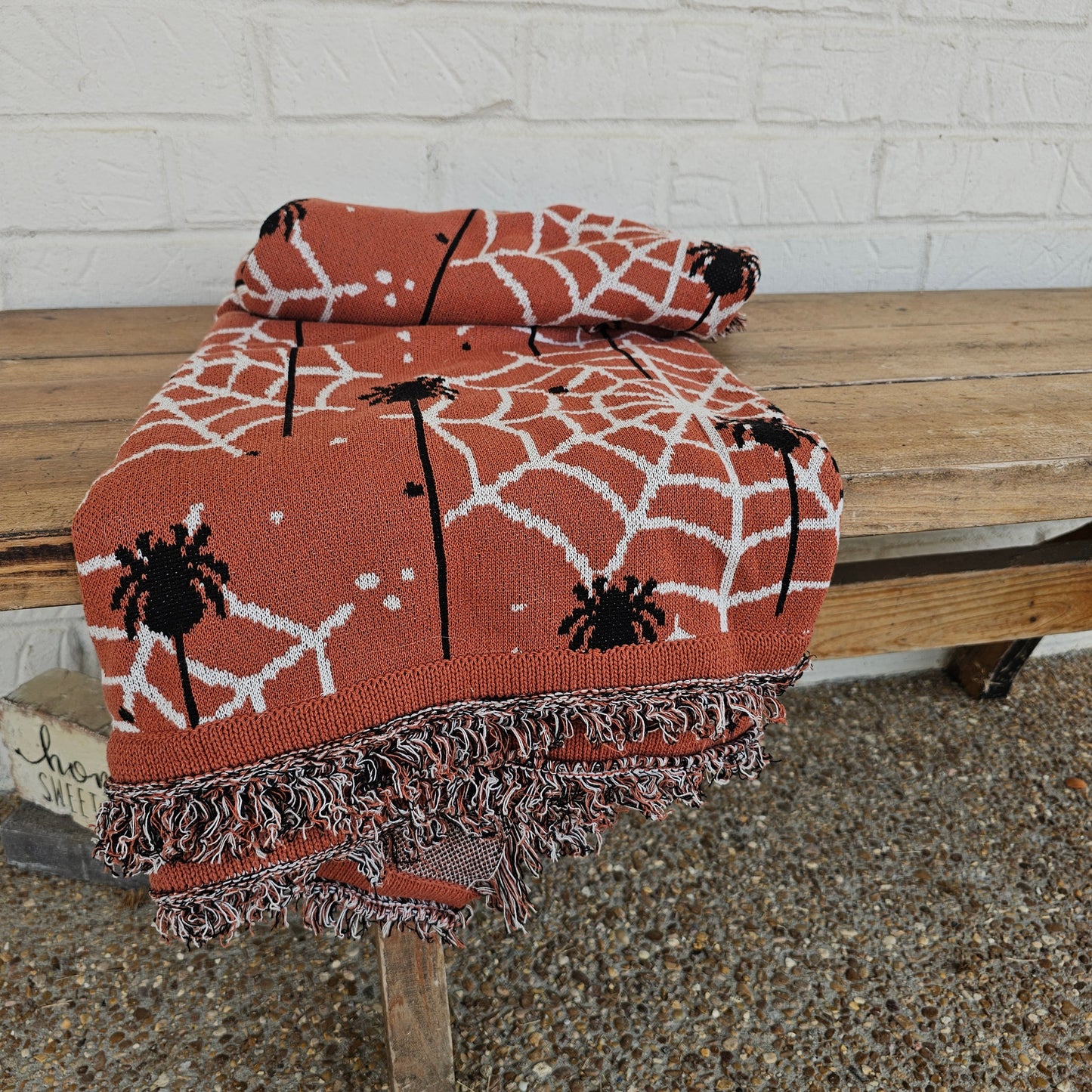 Spider Knitted Throw Blanket - approx 50" x 60"