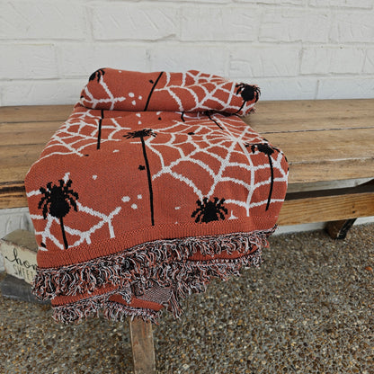 Spider Knitted Throw Blanket - approx 50" x 60"