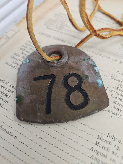 Vintage Copper #78 Tag