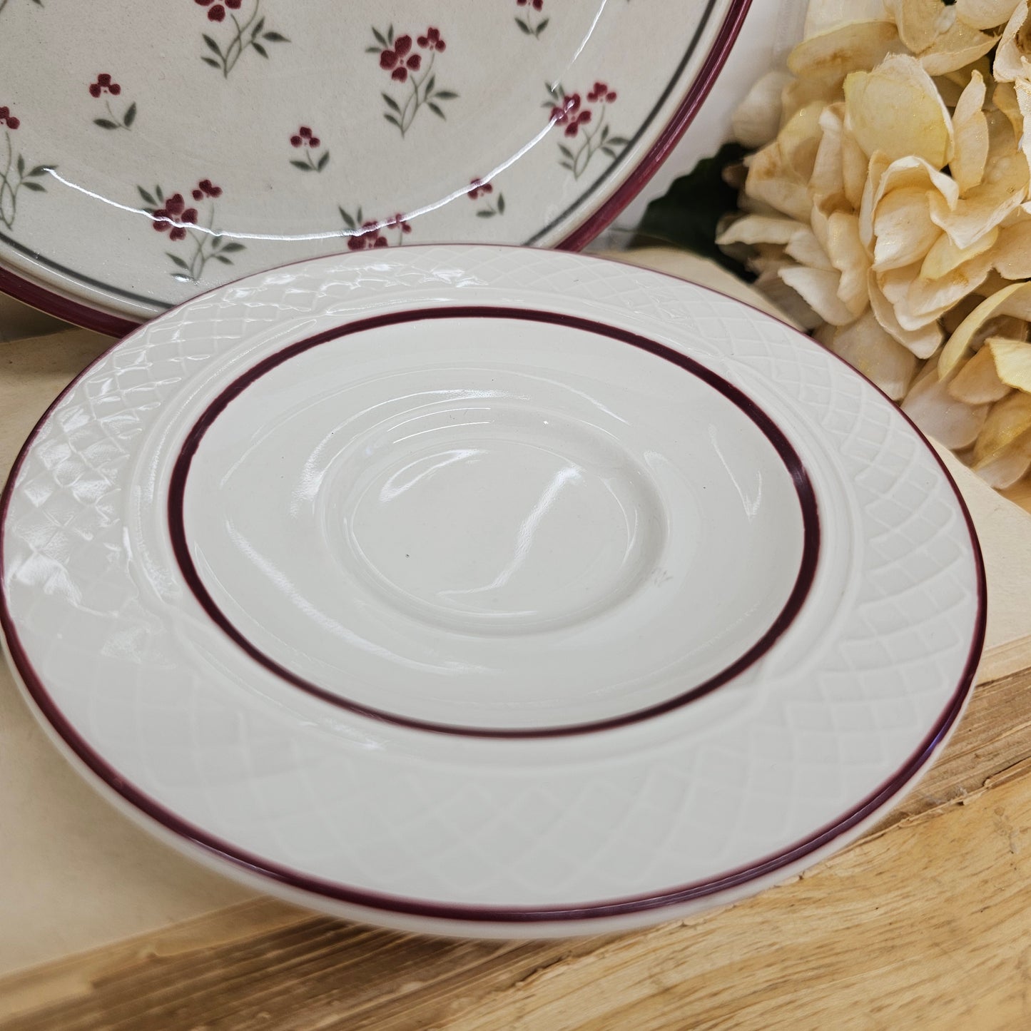 Set of Newcor Stoneware Salad Plate & Homer Laughlin China Saucer