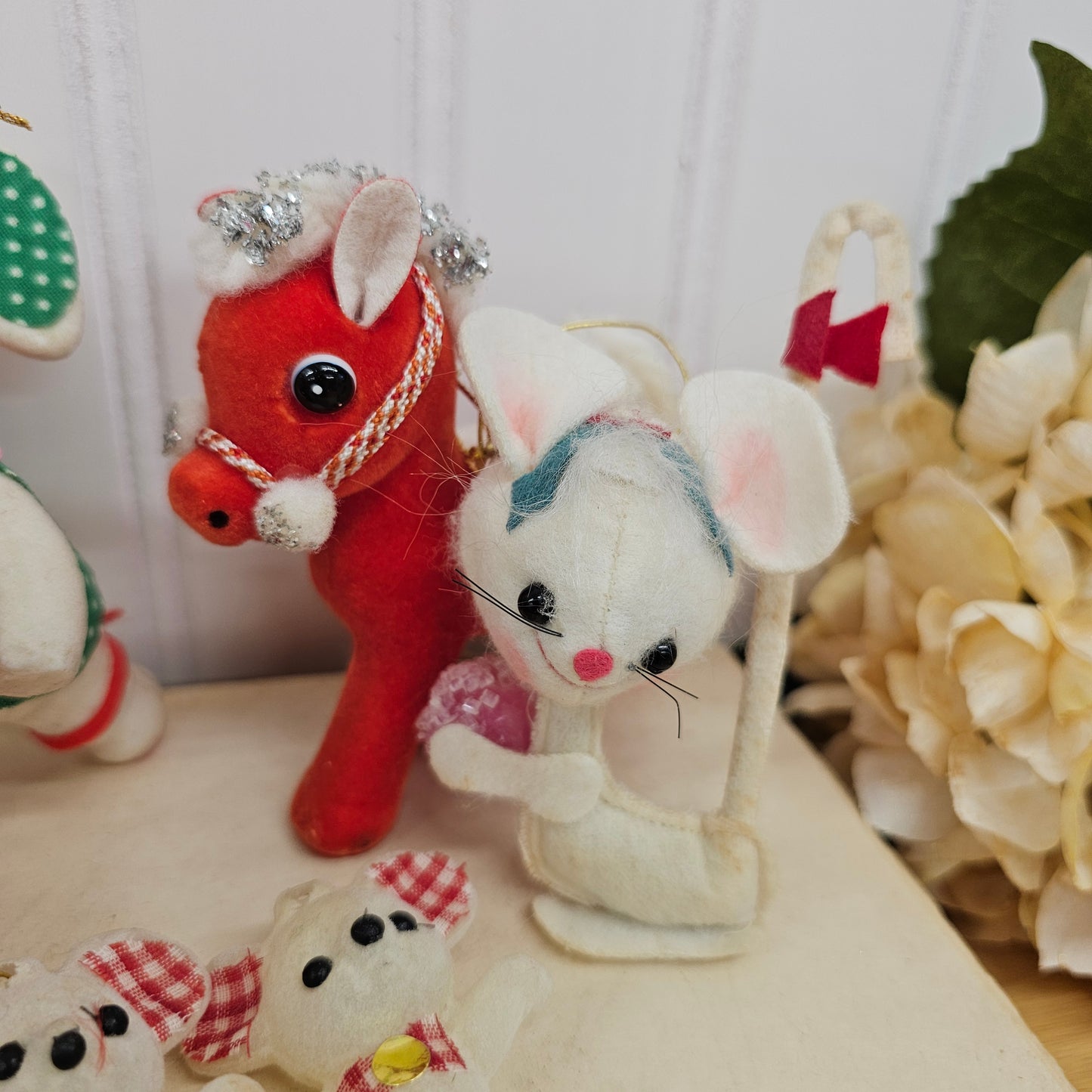 Set of 6 animal/Santa ornaments