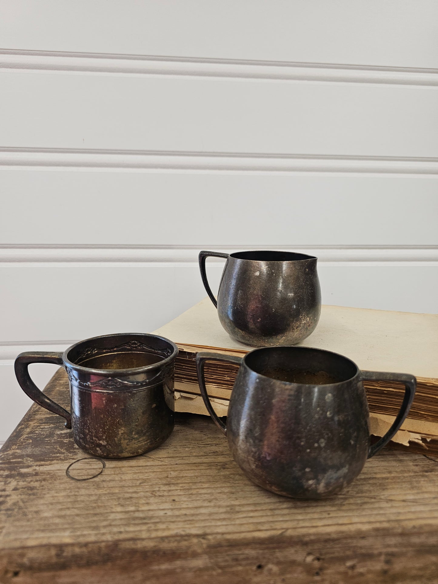 Set of 3 Silver Plated Sugar, Creamer, & Mug