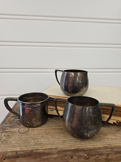 Set of 3 Silver Plated Sugar, Creamer, & Mug