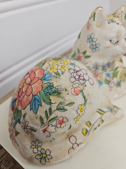 vintage decoupage floral cat