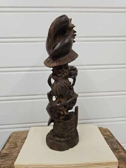 unique hand carved Guayacan Wood sealife sculpture