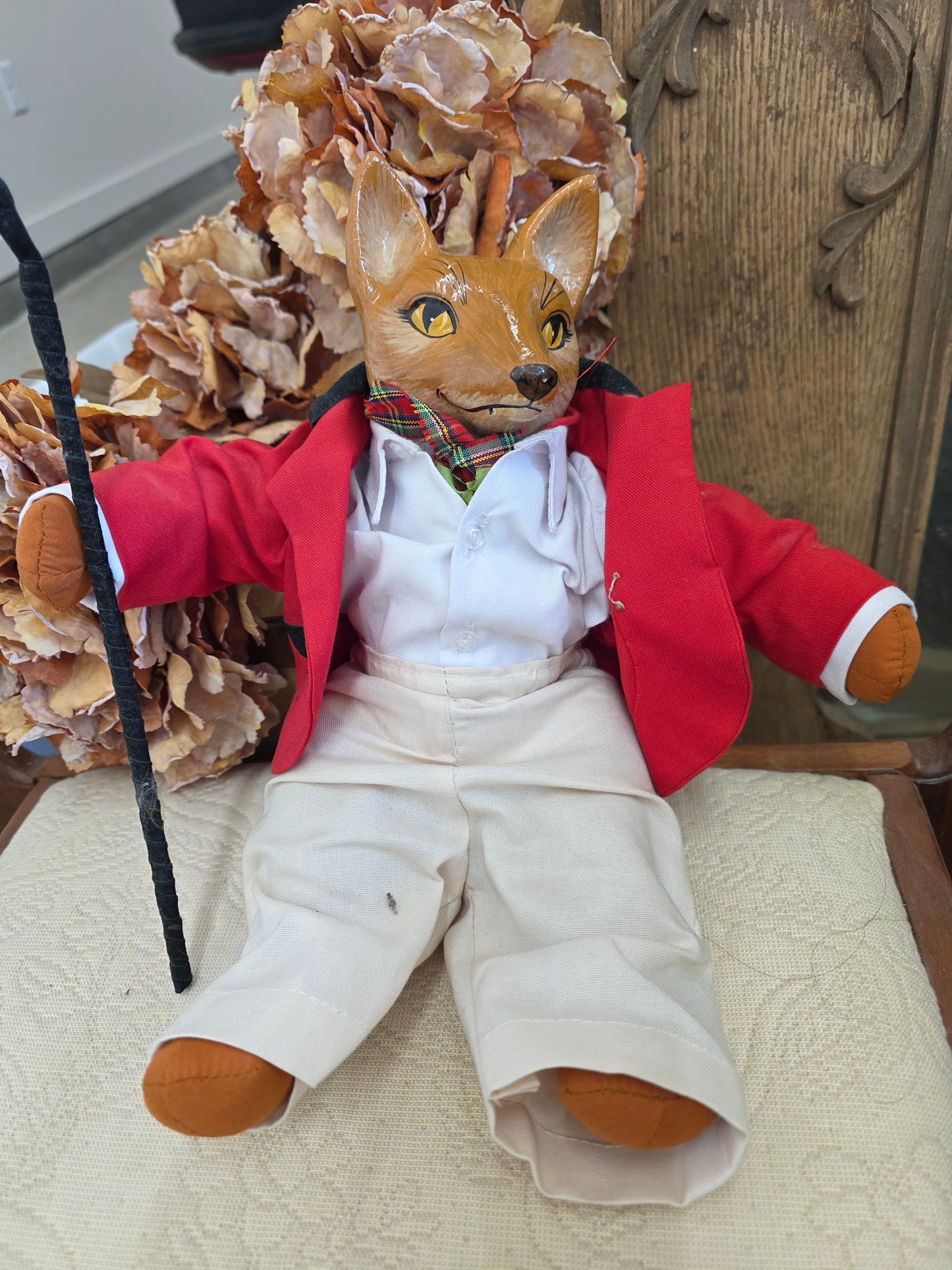 vintage hand painted fox in riding clothes