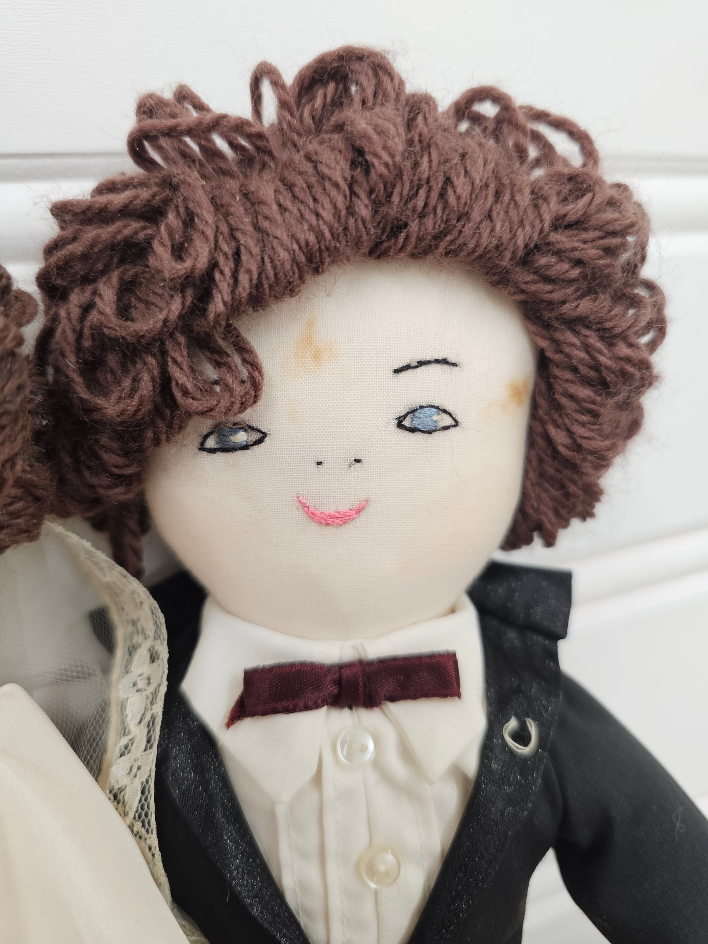 set of handmade bride and groom dolls