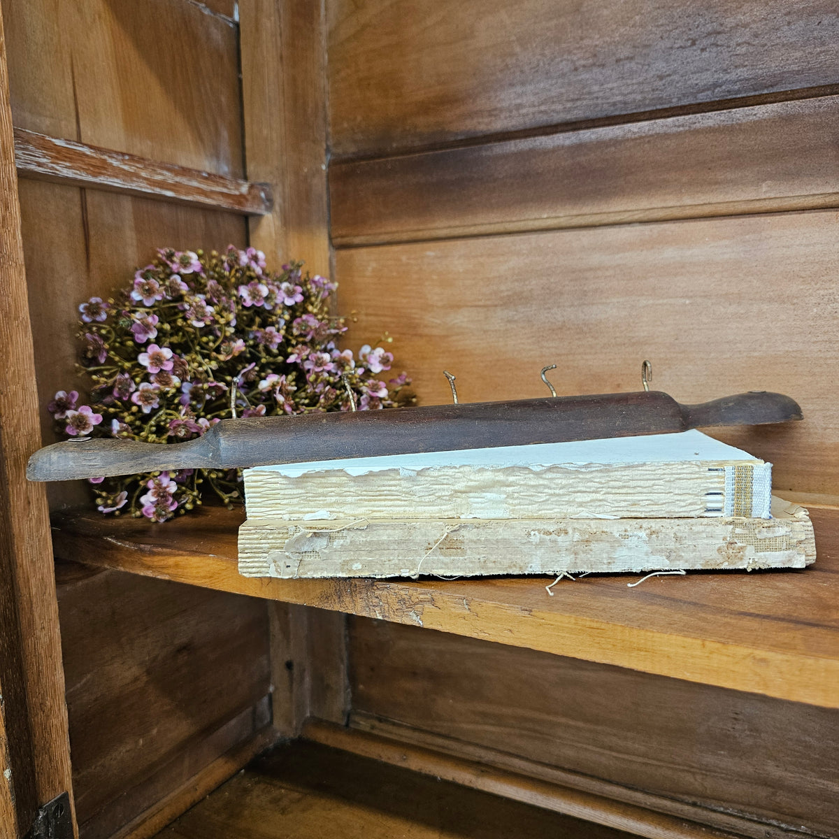 wooden flat rolling pin shaped hanger