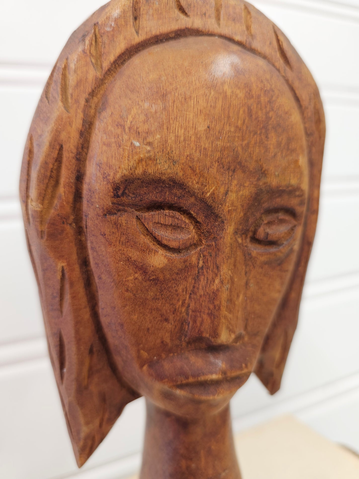 Carved Bust Wooden Sculpture - Made in Haiti