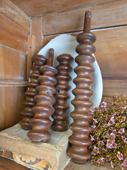 17" - 9in set of 4 wooden spindles