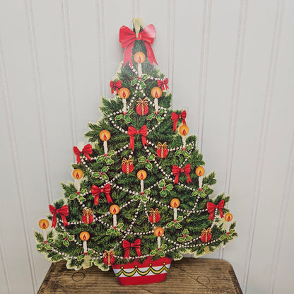 Vintage Christmas tree & Santa in sleigh die cuts