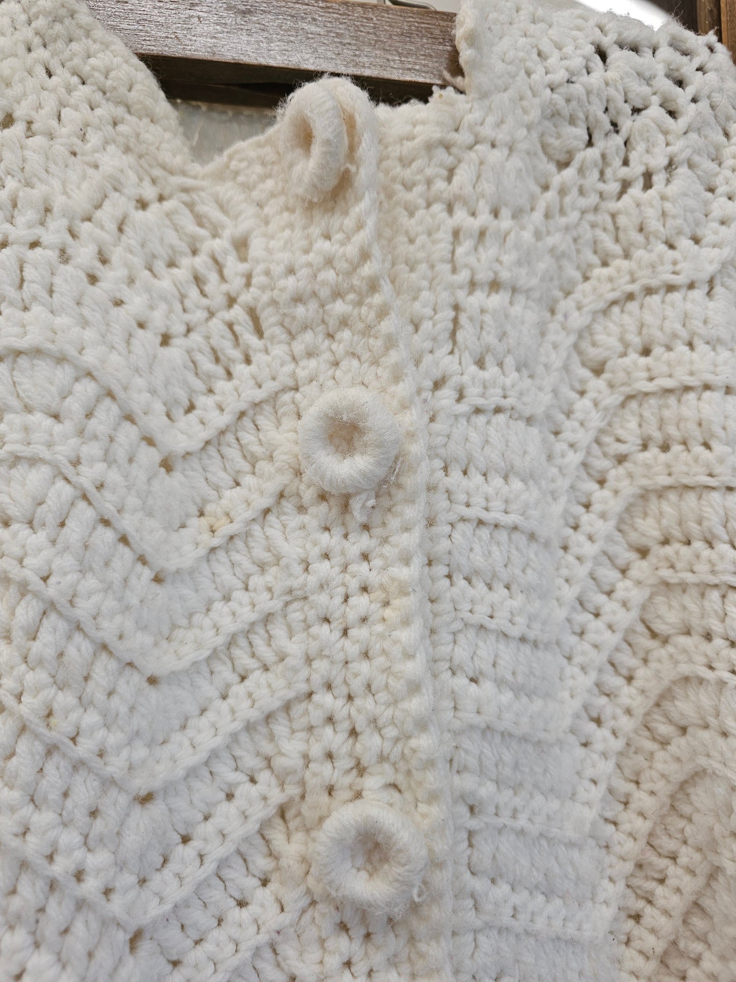 Crochet Cream White Poncho/Cape, Missing a Button