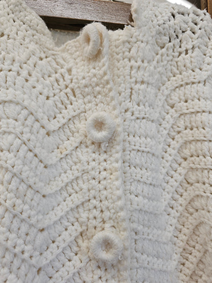 Crochet Cream White Poncho/Cape, Missing a Button