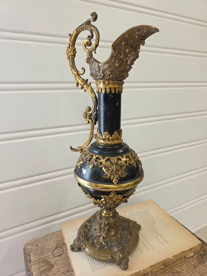 vintage black and brass Ewer