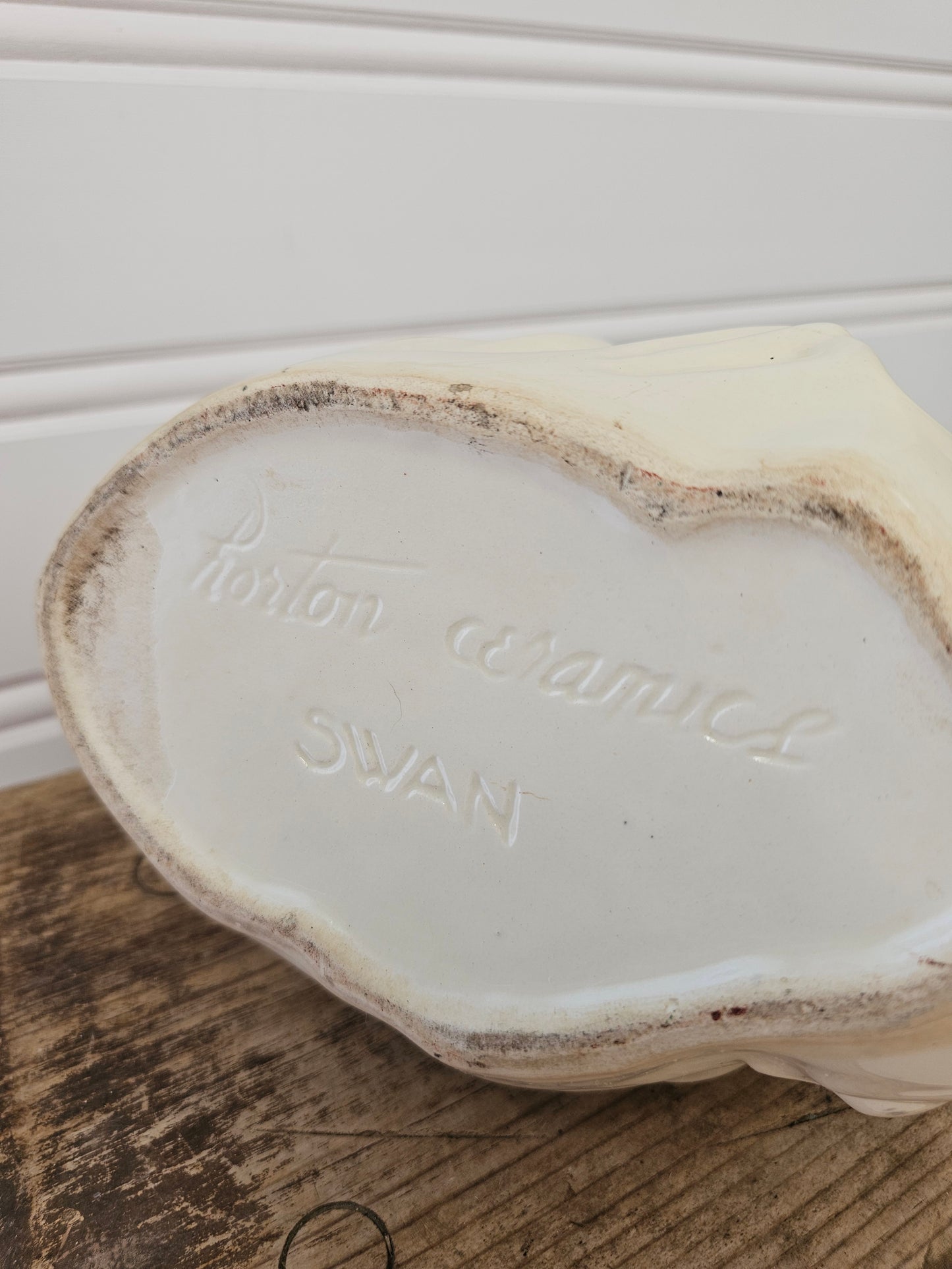 Large Handpainted Ceramic Swan Planter
