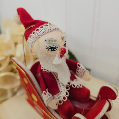 Set of 2 Santa and sleigh ornaments - one missing hanger