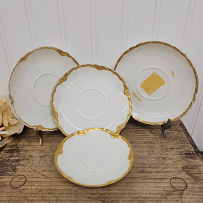Haviland France, set of 4 saucer plates - white and gold