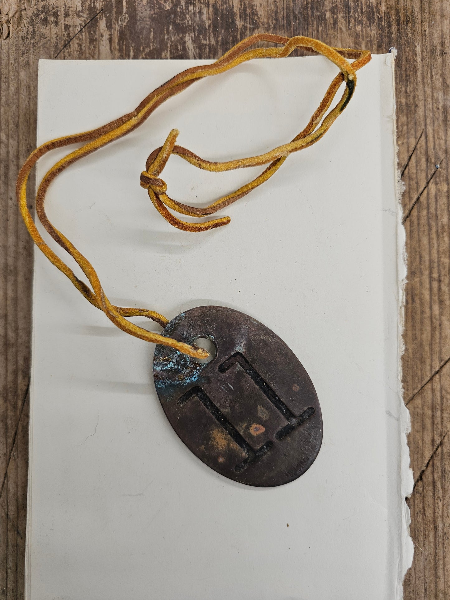 vintage copper #11 tag