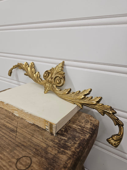 vintage brass pediment approx 15"