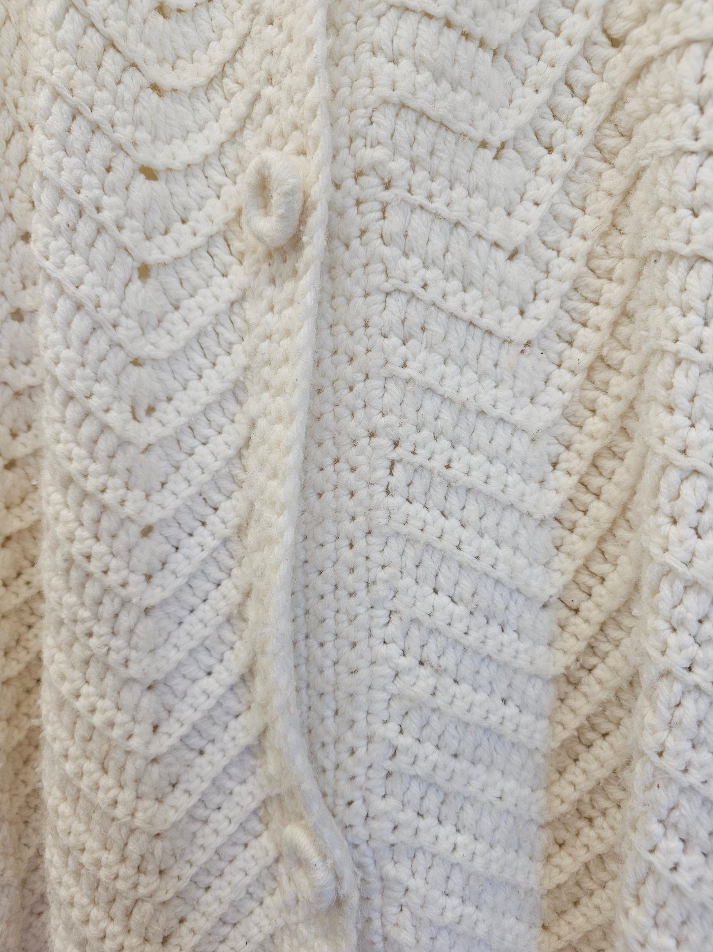 Crochet Cream White Poncho/Cape, Missing a Button