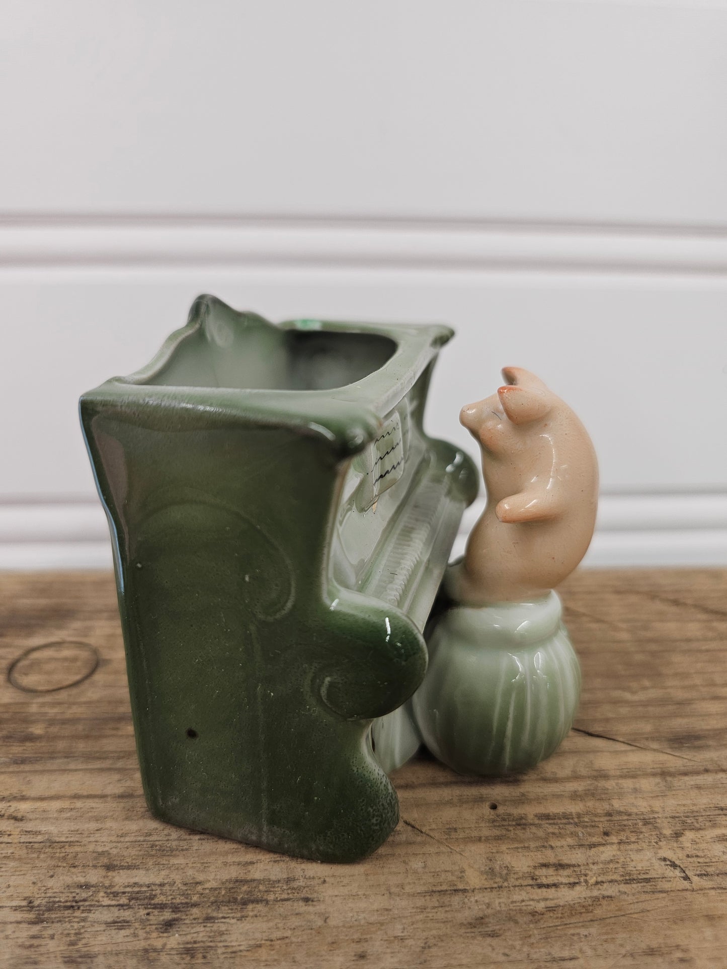 Antique German Porcelain Pig Playing the Piano Figurine