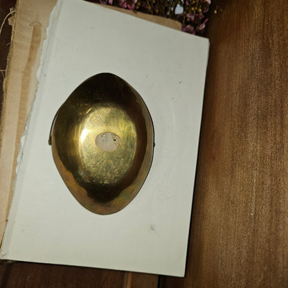 vintage brass & enamel green Christmas basket with handle