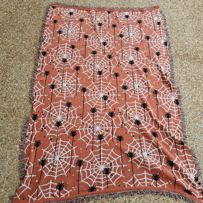 Spider Knitted Throw Blanket - approx 50" x 60"