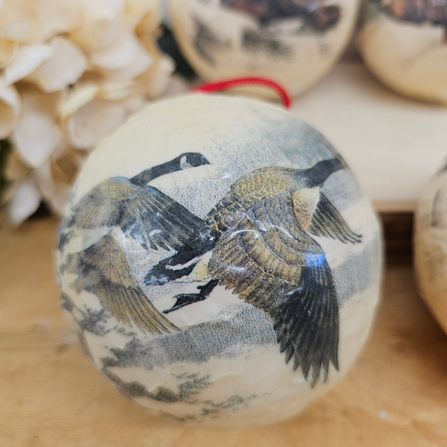 Set of 4 paper mache wild lift ornaments