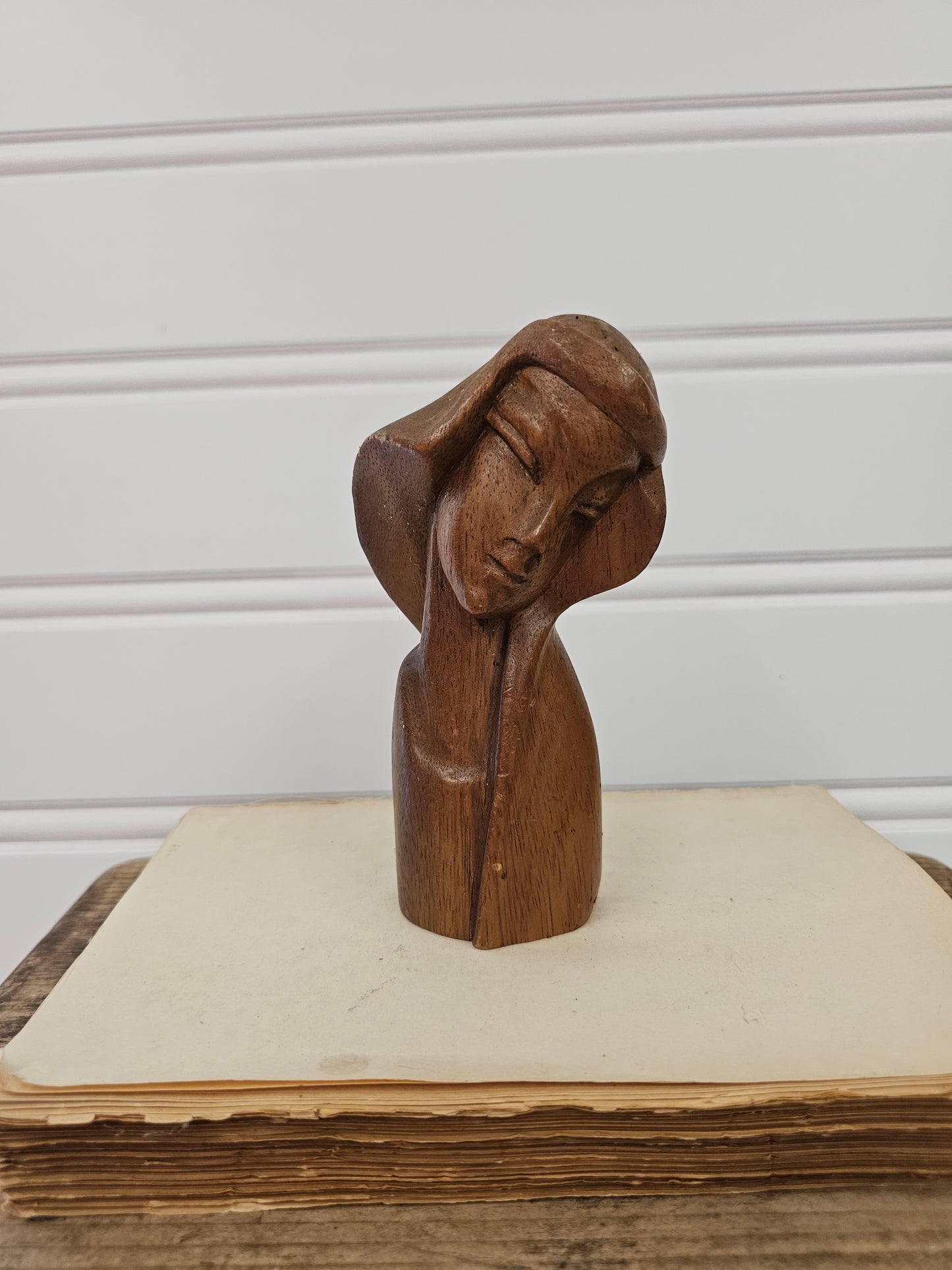 vintage mid-century modern Carved Wooden Sculpture