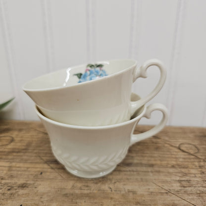 Theodore Haviland New York porcelain teacups, USA, blue Hydrangea - set of 2