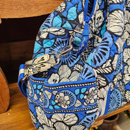 Vera Bradley blue bayou travel duffle bag, approx 19" x 17"