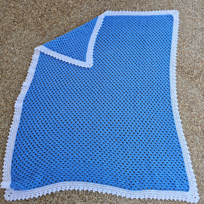 Blue and white Afghan, approx 53" x 56"