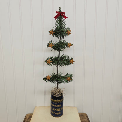 handmade vintage style Christmas tree in an Edison Blue Amberol Record