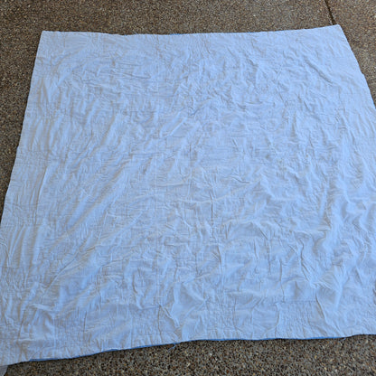 Blue floral quilt, approx 79" x 71", as is