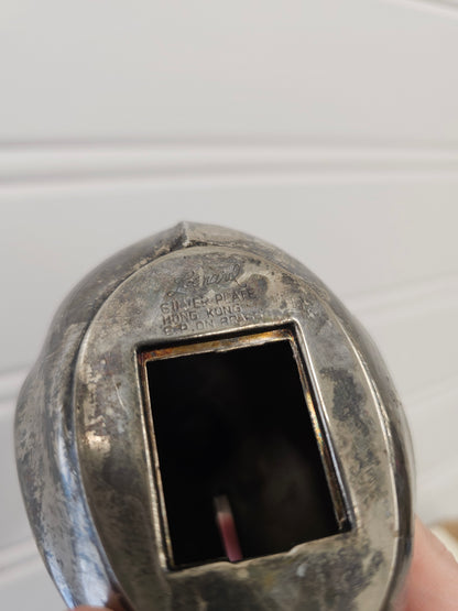 vintage metal duck coin bank - missing stopper