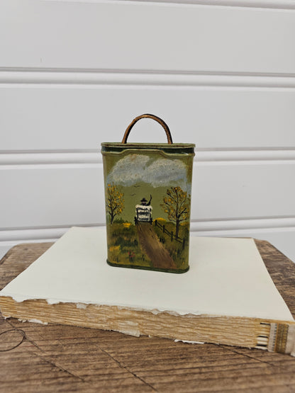 hand painted Tabacco tin