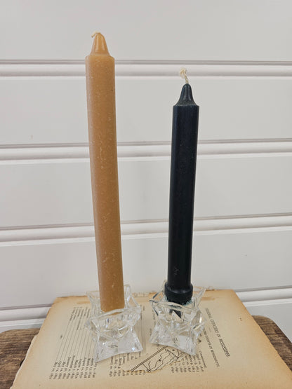 Set of 2 Avon Crystal Taper Candle Holders with candles