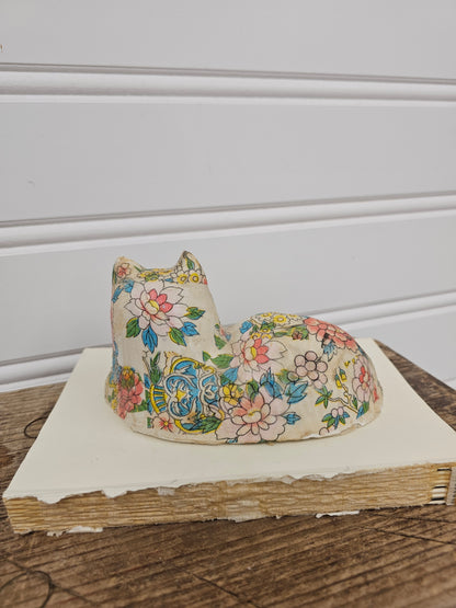 vintage decoupage floral cat