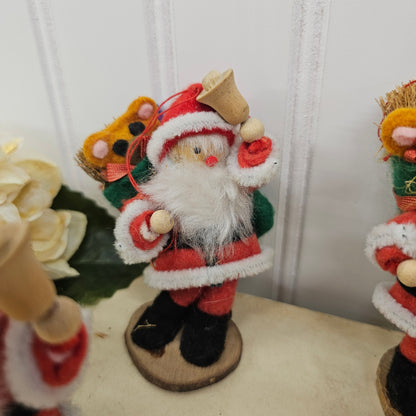 Set of 4 felt Santa ornaments- one missing bear