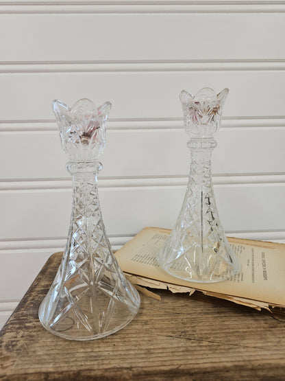 Set of 2 Crystal Candle Holders - Made in USA