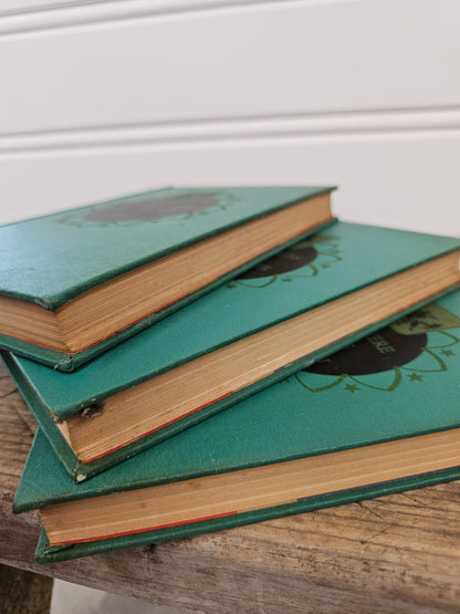 set of 3 teal/green vintage books