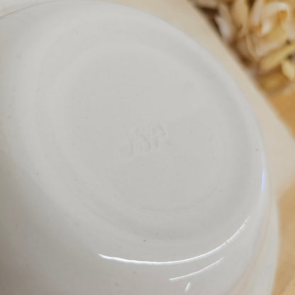 Set of 6 brown & ivory floral small bowls & 1 large bowl - USA